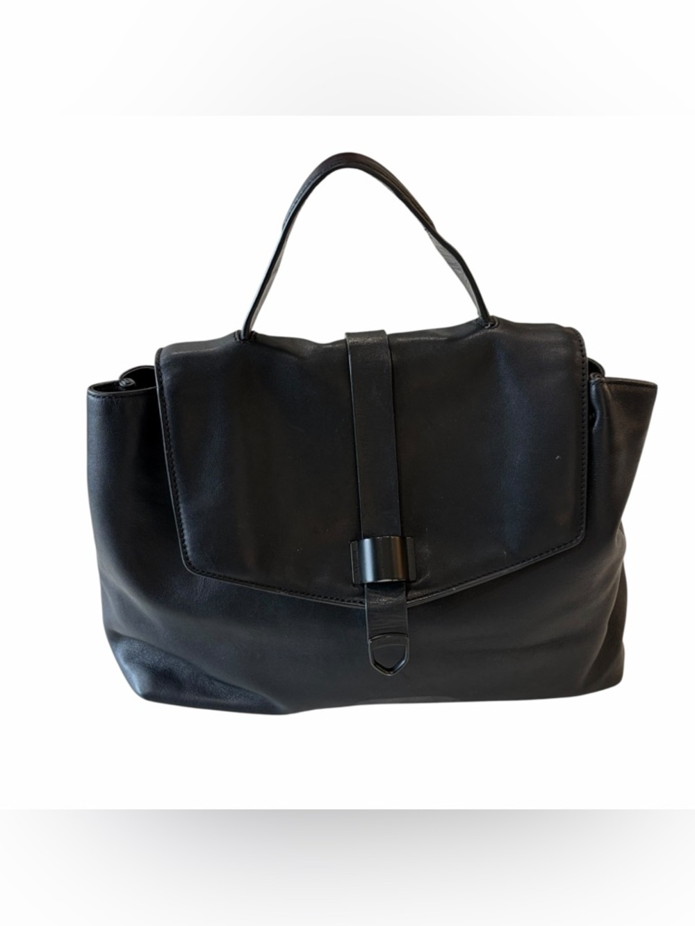 Rudsak Classic Black Leather Top-Handle Satchel
